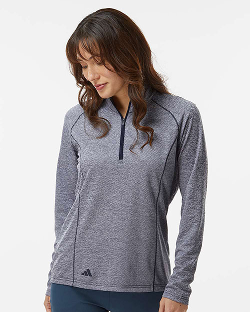 Adidas A594 Women's Space Dyed Quarter-Zip Pullover at GotApparel
