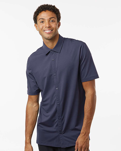 Adidas A595 Men's Full Button Down Short Sleeve Shirt at GotApparel