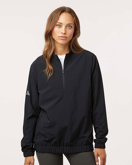 Adidas A706 Women's Stretch Woven Half-Zip Pullover at GotApparel
