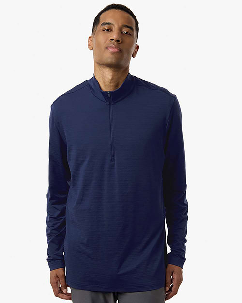 Adidas A708 Men's Textured Stripe Quarter-Zip Pullover at GotApparel
