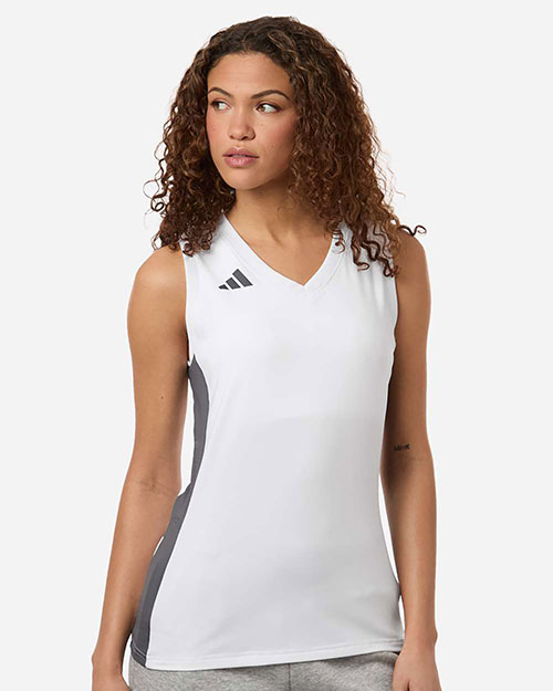Adidas AT120 Women's Quickset V-Neck Sleeveless Jersey at GotApparel