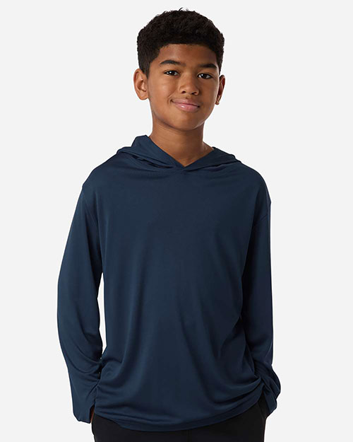 AllPro 48510Y Youth Pro-Lock Performance Hooded Long Sleeve T-Shirt at GotApparel