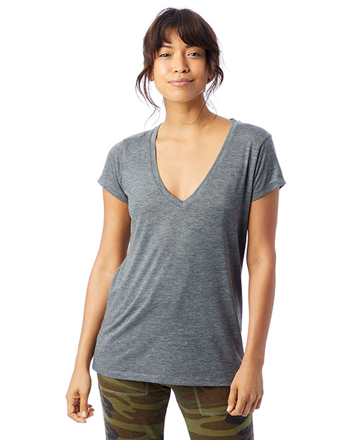 Custom Embroidered Alternative Apparel 2894B2 Ladies Slinky-Jersey V-Neck T-Shirt at GotApparel