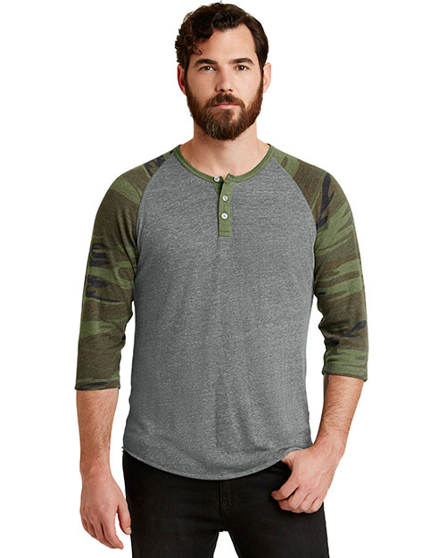 Alternative Apparel AA1989  Alternative Eco-Jersey 3/4-Sleeve Raglan Henley. AA1989 at GotApparel