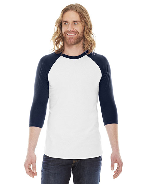 Custom Embroidered American Apparel BB453W Men 3.6 oz Poly Cotton 3/4-Sleeve Raglan T-Shirt at GotApparel