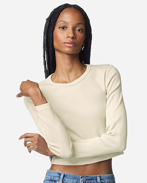 American Apparel BR2107 Women's Baby Rib Long Sleeve Cropped Tee at GotApparel