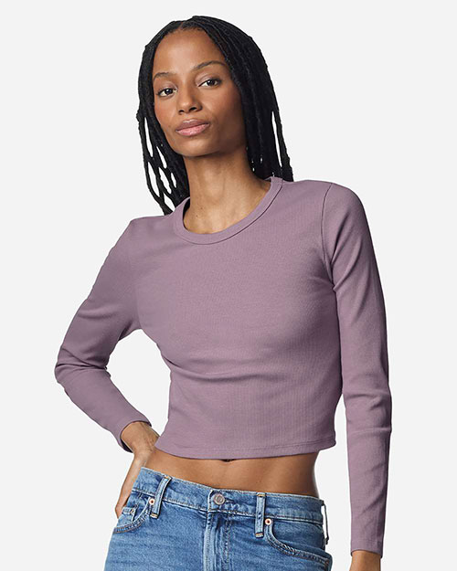American Apparel BR2107 Women's Baby Rib Long Sleeve Cropped Tee at GotApparel