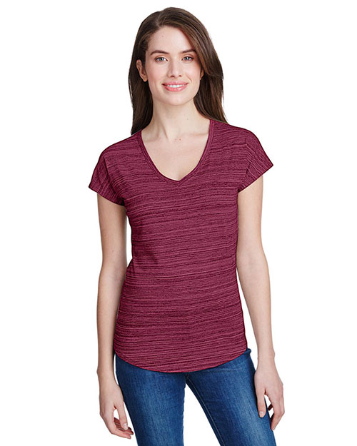 Anvil 675VIDL Women Streak V-Neck T-Shirt at GotApparel