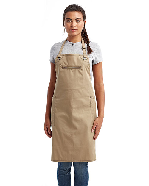 Artisan Collection by Reprime RP121 Unisex ‘Barley’ Contrast Stitch Sustainable Bib Apron at GotApparel