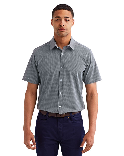 Artisan Collection by Reprime RP221 Mens 3.7 oz Microcheck Gingham Short-Sleeve Cotton Shirt at GotApparel