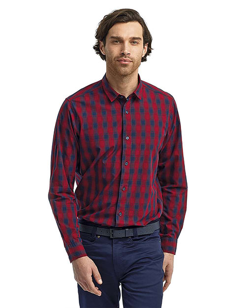 Artisan Collection by Reprime RP250 Men 3.7 oz Mulligan Check Long-Sleeve Cotton Shirt at GotApparel