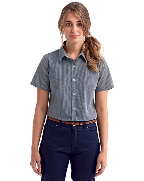 Artisan Collection by Reprime RP321 Ladies 3.7 oz Microcheck Gingham Short-Sleeve Cotton Shirt at GotApparel