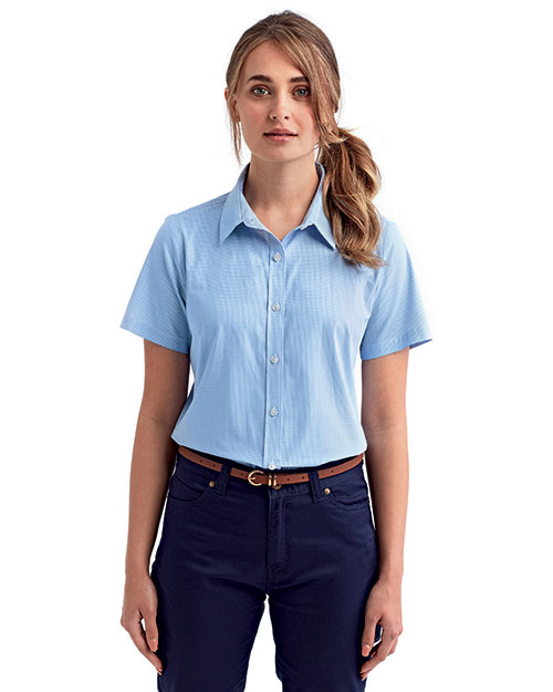 Artisan Collection by Reprime RP321 Ladies 3.7 oz Microcheck Gingham Short-Sleeve Cotton Shirt at GotApparel