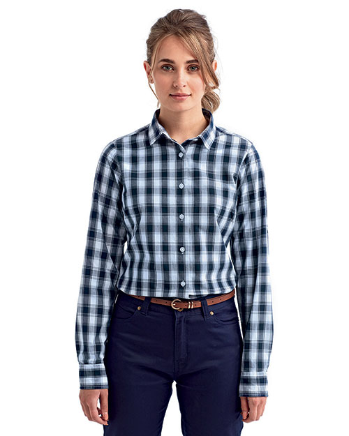 Artisan Collection by Reprime RP350 Ladies 3.7 oz Mulligan Check Long-Sleeve Cotton Shirt at GotApparel