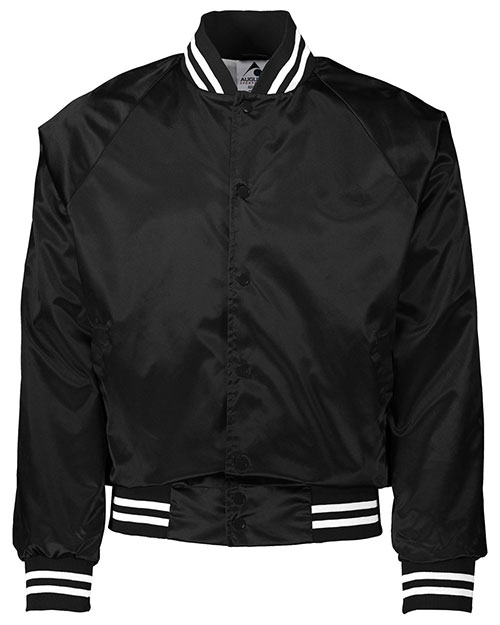 Augusta Sportswear 3610 Satin Baseball Jacket/Striped Trim at GotApparel