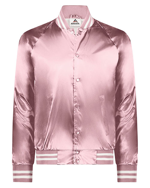 Augusta Sportswear 3610 Satin Baseball Jacket/Striped Trim at GotApparel