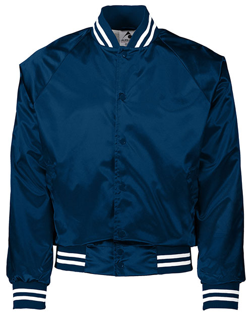 Augusta Sportswear 3610  Satin Baseball Jacket/Striped Trim at GotApparel