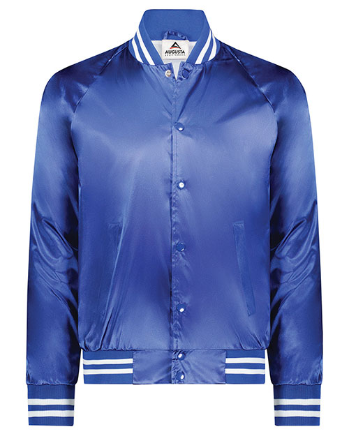 Augusta Sportswear 3610  Satin Baseball Jacket/Striped Trim at GotApparel