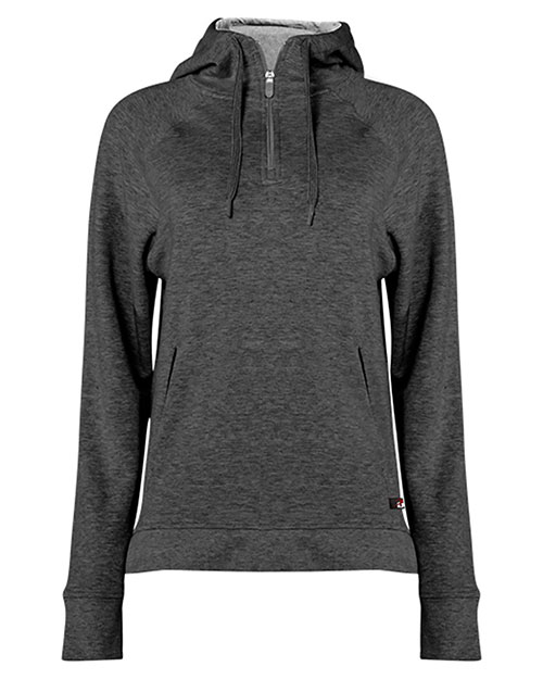 Badger 1051 FitFlex Women's French Terry Hooded Quarter-Zip at GotApparel