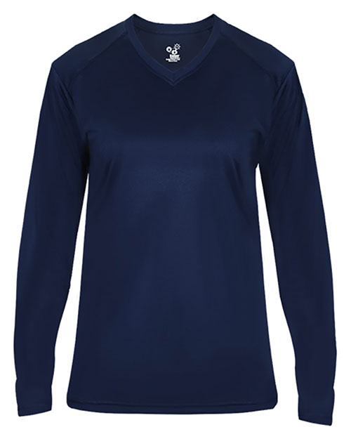 Badger 4064 Ultimate SoftLock™ Women's V-Neck Long Sleeve T-Shirt at GotApparel