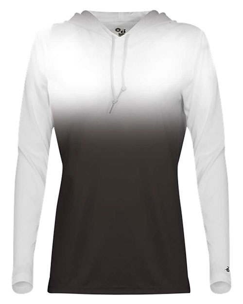 Badger 4208 Women's Ombre Long Sleeve Hooded T-Shirt at GotApparel