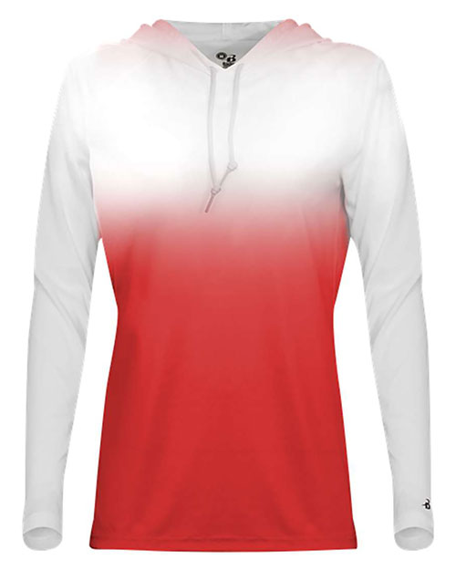 Badger 4208 Women's Ombre Long Sleeve Hooded T-Shirt at GotApparel