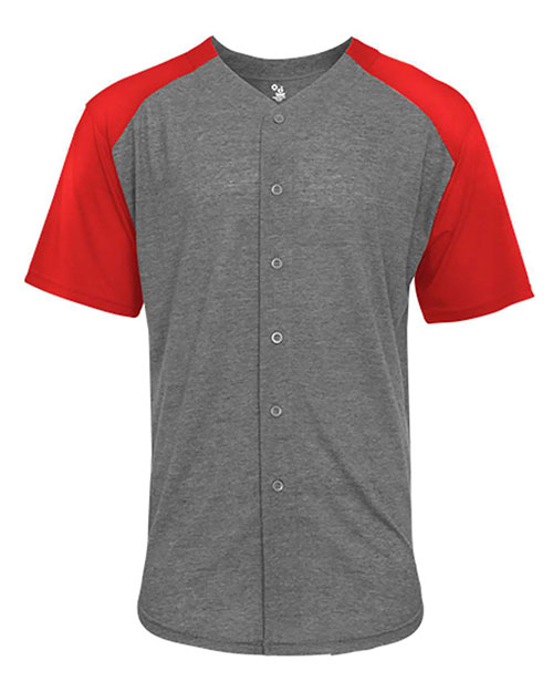 Badger 4950 Triblend Full Button T-Shirt at GotApparel