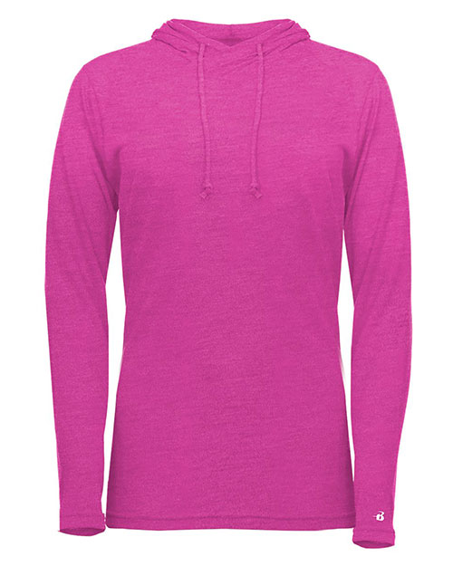 Badger 4965 Women's Tri-Blend Surplice Long Sleeve Hooded T-Shirt at GotApparel