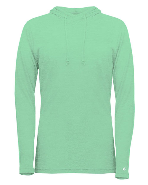 Badger 4965 Women's Tri-Blend Surplice Long Sleeve Hooded T-Shirt at GotApparel