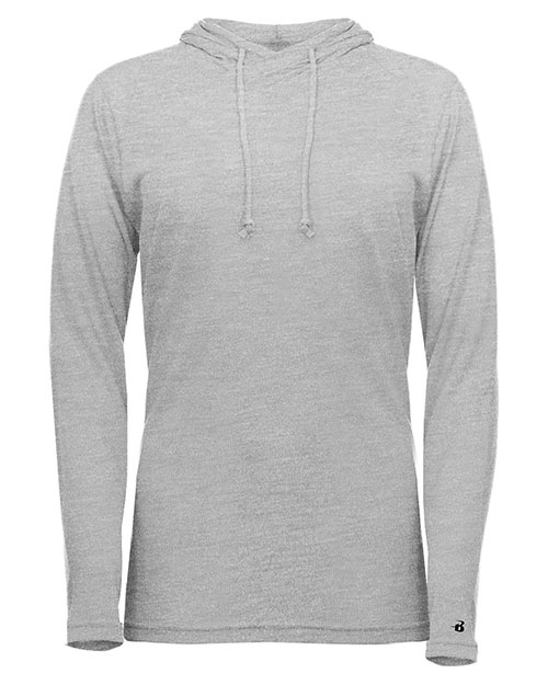 Badger 4965 Women's Tri-Blend Surplice Long Sleeve Hooded T-Shirt at GotApparel