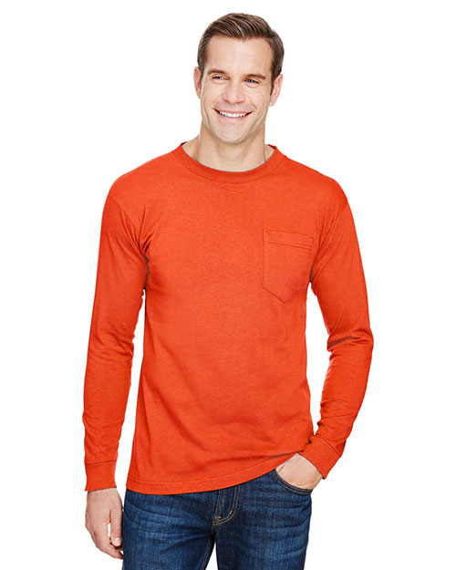 Bayside BA3055 Unisex 6.1 oz Union-Made Long-Sleeve Pocket Crew T-Shirt at GotApparel