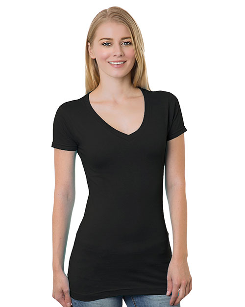 Bayside BA3407 Women 4.2 oz Fine Jersey V-Neck T-Shirt at GotApparel