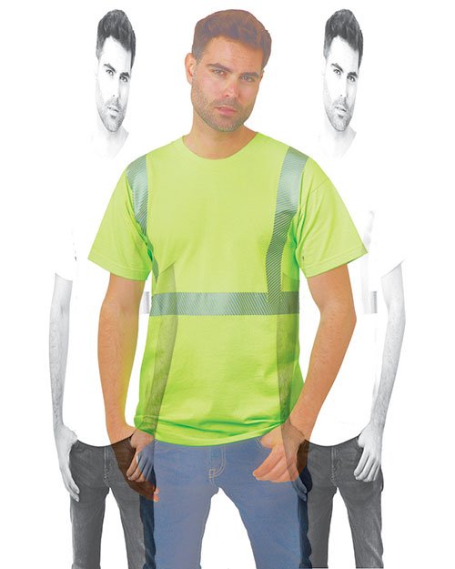 Bayside BA3700 Men 5.4 oz 100% Cotton Hi-Visibility Segmented Striping T-Shirt at GotApparel