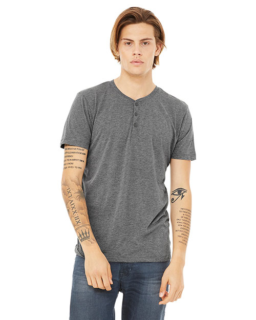 Bella + Canvas 3125 Men Tri-Blend Short-Sleeve Henley at GotApparel
