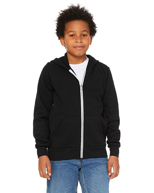 Bella + Canvas 3739Y Youth Sponge Fleece Full-Zip Hooded Sweatshirt at GotApparel