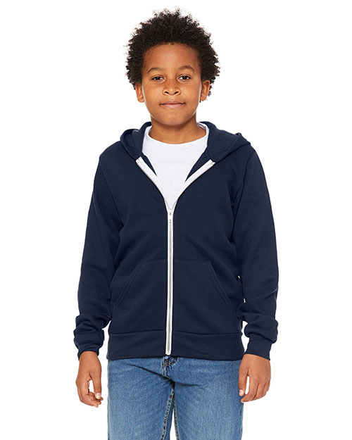 Bella + Canvas 3739Y Youth Sponge Fleece Full-Zip Hooded Sweatshirt at GotApparel