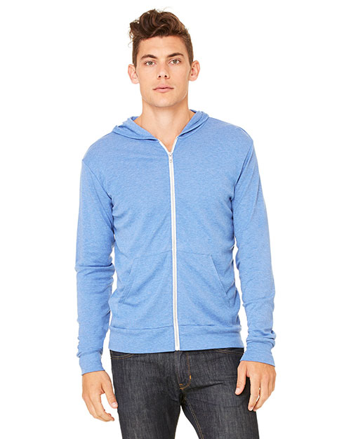 Bella + Canvas 3939 Unisex Tri-Blend Full-Zip Lightweight Hoodie at GotApparel