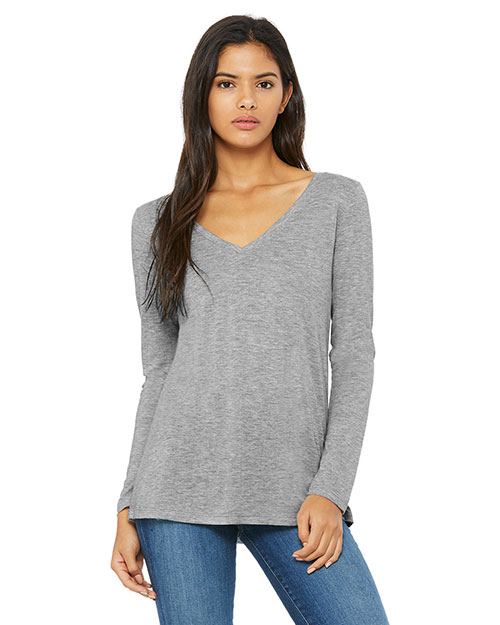 Bella + Canvas 8855 Women Long-Sleeve Flowy V-Neck at GotApparel