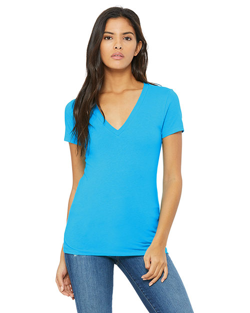 Bella + Canvas B6035 Women Jersey Short-Sleeve Deep V-Neck T-Shirt at GotApparel