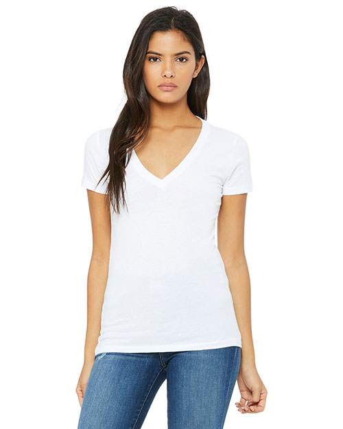 Bella + Canvas B6035 Women Jersey Short-Sleeve Deep V-Neck T-Shirt at GotApparel
