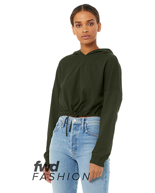 Bella + Canvas B6512 Fast Fashion Women Cinched Cropped Hooded T-Shirt at GotApparel