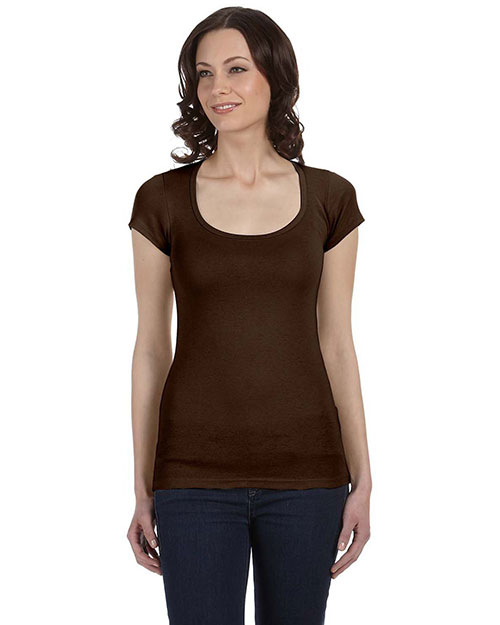 Bella + Canvas B8703 Women Sheer Mini Rib Short-Sleeve Scoop Neck T-Shirt at GotApparel