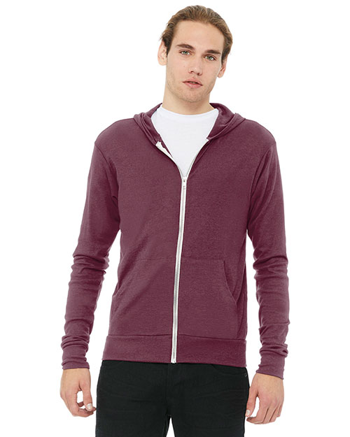 Bella + Canvas BC3939 Unisex Triblend Full-Zip Lightweight Hoodie at GotApparel