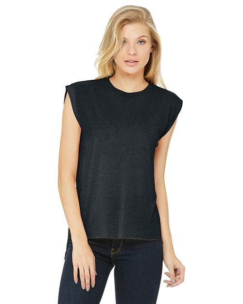 Bella + Canvas BC8804 Women's Flowy Muscle Tee With Rolled Cuffs at GotApparel