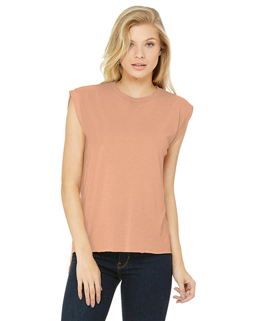 Bella + Canvas BC8804 Women's Flowy Muscle Tee With Rolled Cuffs at GotApparel
