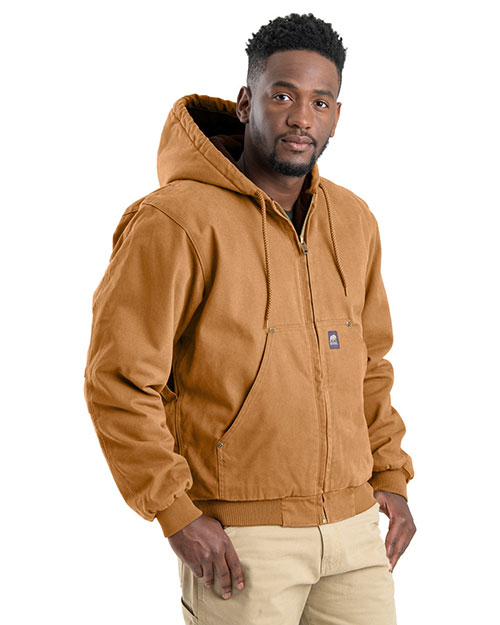 Custom Embroidered Berne HJ375 Men Highland Washed Cotton Duck Hooded Jacket at GotApparel