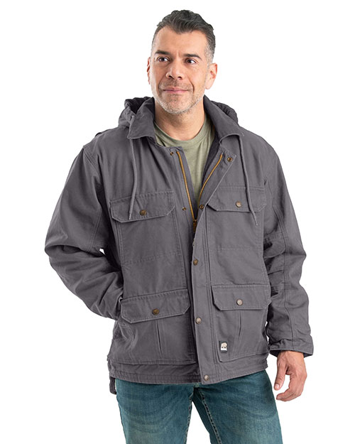 Berne JC613 Men's Heartland Washed Duck Zip-Off Hooded Coat at GotApparel