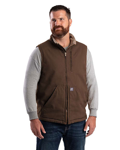 Berne V818 Men's Heartland Sherpa-Lined Washed Duck Vest at GotApparel
