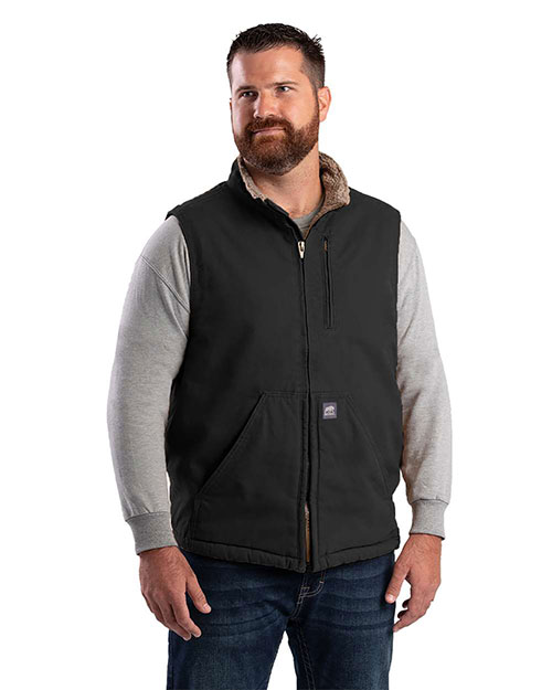 Berne V818 Men's Heartland Sherpa-Lined Washed Duck Vest at GotApparel