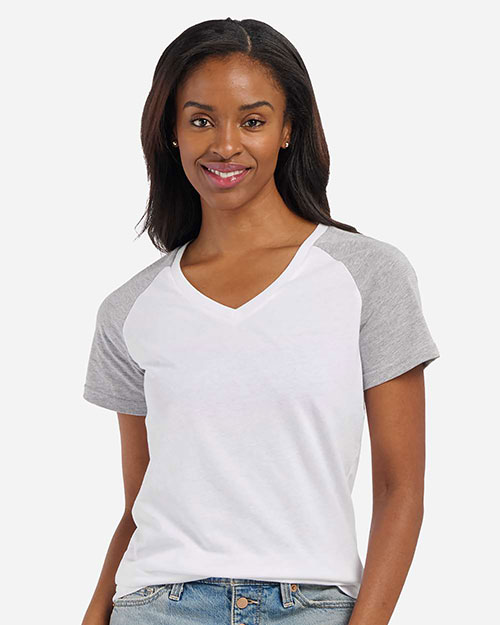 Boxercraft BW2204 Women's Colorblocked V-Neck T-Shirt at GotApparel